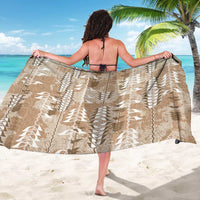 Beige Hawaii Tapa Pattern Sarong With Heliconia Vintage Style