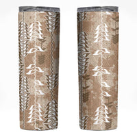 Beige Hawaii Tapa Pattern Skinny Tumbler With Heliconia Vintage Style