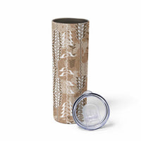 Beige Hawaii Tapa Pattern Skinny Tumbler With Heliconia Vintage Style