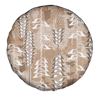 Beige Hawaii Tapa Pattern Spare Tire Cover With Heliconia Vintage Style