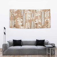 Beige Hawaii Tapa Pattern Tapestry With Heliconia Vintage Style