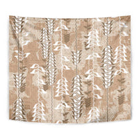 Beige Hawaii Tapa Pattern Tapestry With Heliconia Vintage Style