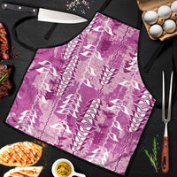 Magenta Hawaii Tapa Pattern Apron With Heliconia Vintage Style