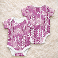 Magenta Hawaii Tapa Pattern Baby Onesie With Heliconia Vintage Style LT05 - Polynesian Pride