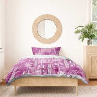Magenta Hawaii Tapa Pattern Bedding Set With Heliconia Vintage Style