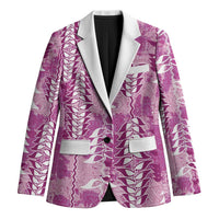 Magenta Hawaii Tapa Pattern Blazer With Heliconia Vintage Style