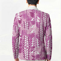 Magenta Hawaii Tapa Pattern Blazer With Heliconia Vintage Style