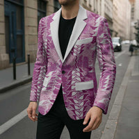 Magenta Hawaii Tapa Pattern Blazer With Heliconia Vintage Style