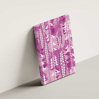 Magenta Hawaii Tapa Pattern Canvas Wall Art With Heliconia Vintage Style