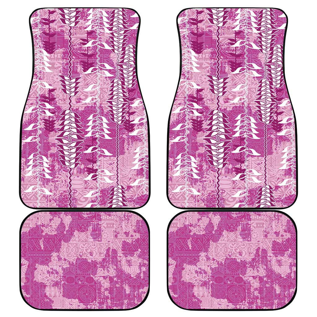 Magenta Hawaii Tapa Pattern Car Mats With Heliconia Vintage Style