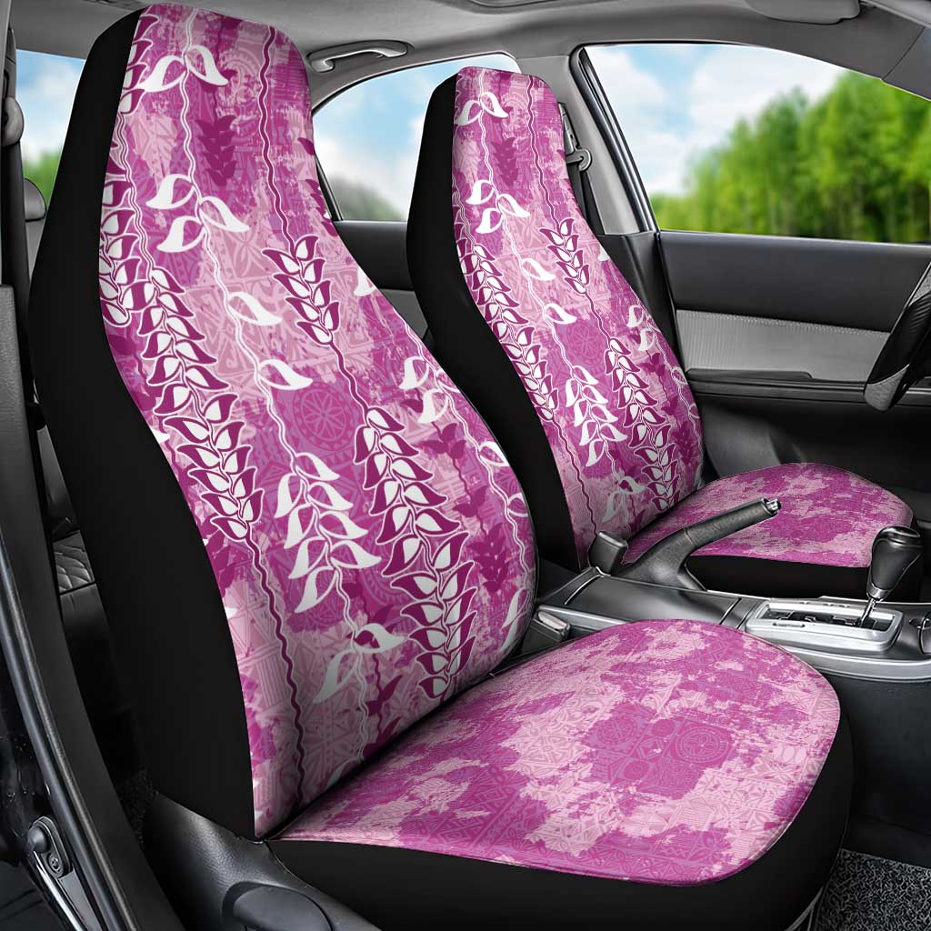 Magenta Hawaii Tapa Pattern Car Seat Cover With Heliconia Vintage Style