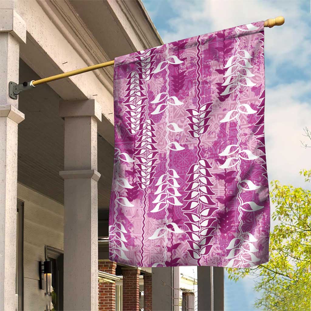 Magenta Hawaii Tapa Pattern Garden Flag With Heliconia Vintage Style