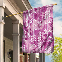 Magenta Hawaii Tapa Pattern Garden Flag With Heliconia Vintage Style