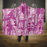 Magenta Hawaii Tapa Pattern Hooded Blanket With Heliconia Vintage Style
