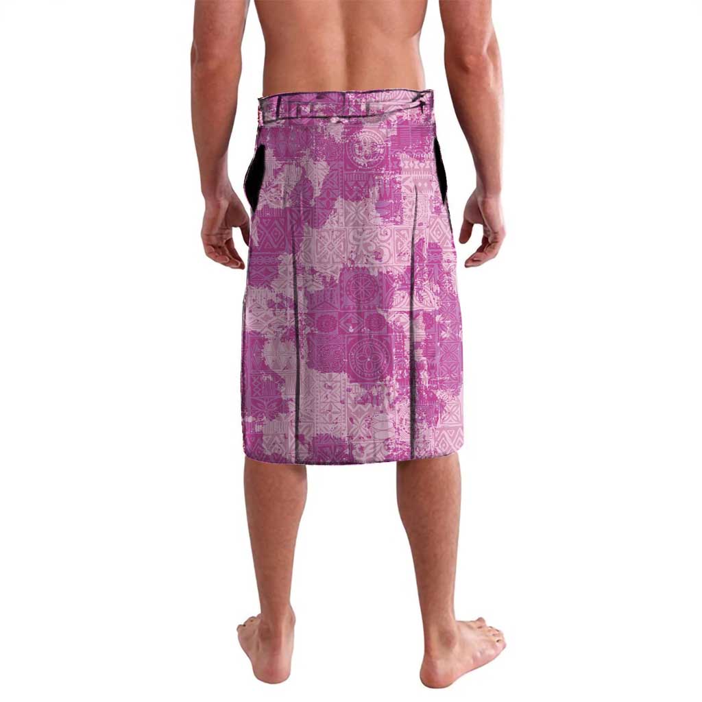 Magenta Hawaii Tapa Pattern Lavalava With Heliconia Vintage Style