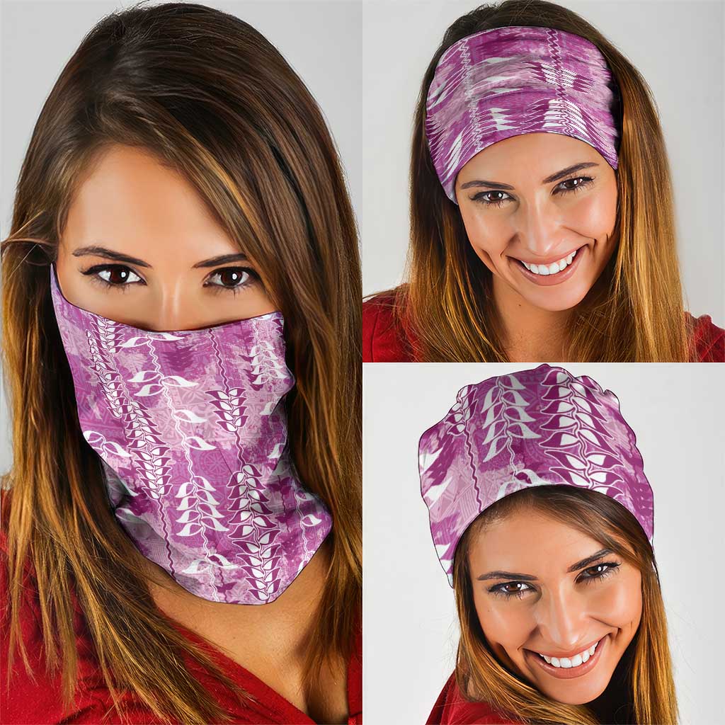 Magenta Hawaii Tapa Pattern Neck Gaiter With Heliconia Vintage Style