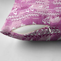Magenta Hawaii Tapa Pattern Pillow Cover With Heliconia Vintage Style
