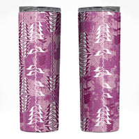 Magenta Hawaii Tapa Pattern Skinny Tumbler With Heliconia Vintage Style
