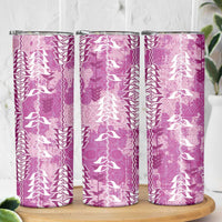 Magenta Hawaii Tapa Pattern Skinny Tumbler With Heliconia Vintage Style