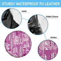 Magenta Hawaii Tapa Pattern Spare Tire Cover With Heliconia Vintage Style