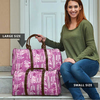 Magenta Hawaii Tapa Pattern Travel Bag With Heliconia Vintage Style