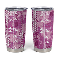 Magenta Hawaii Tapa Pattern Tumbler Cup With Heliconia Vintage Style