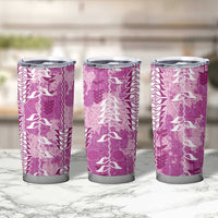 Magenta Hawaii Tapa Pattern Tumbler Cup With Heliconia Vintage Style