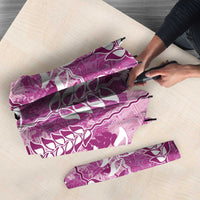 Magenta Hawaii Tapa Pattern Umbrella With Heliconia Vintage Style