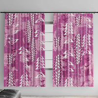 Magenta Hawaii Tapa Pattern Window Curtain With Heliconia Vintage Style