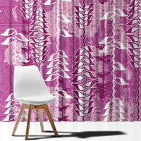 Magenta Hawaii Tapa Pattern Window Curtain With Heliconia Vintage Style