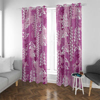Magenta Hawaii Tapa Pattern Window Curtain With Heliconia Vintage Style