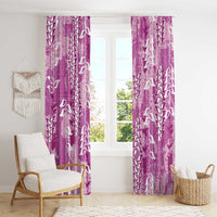 Magenta Hawaii Tapa Pattern Window Curtain With Heliconia Vintage Style
