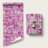 Magneta Hawaii Tapa Pattern Wrapping Paper With Heliconia Vintage Style