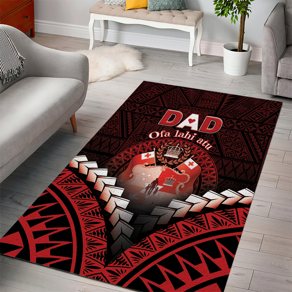 Tonga Happy Father's Day Area Rug Ofa Lahi Atu Dad Polynesian Tribal LT05 - Polynesian Pride