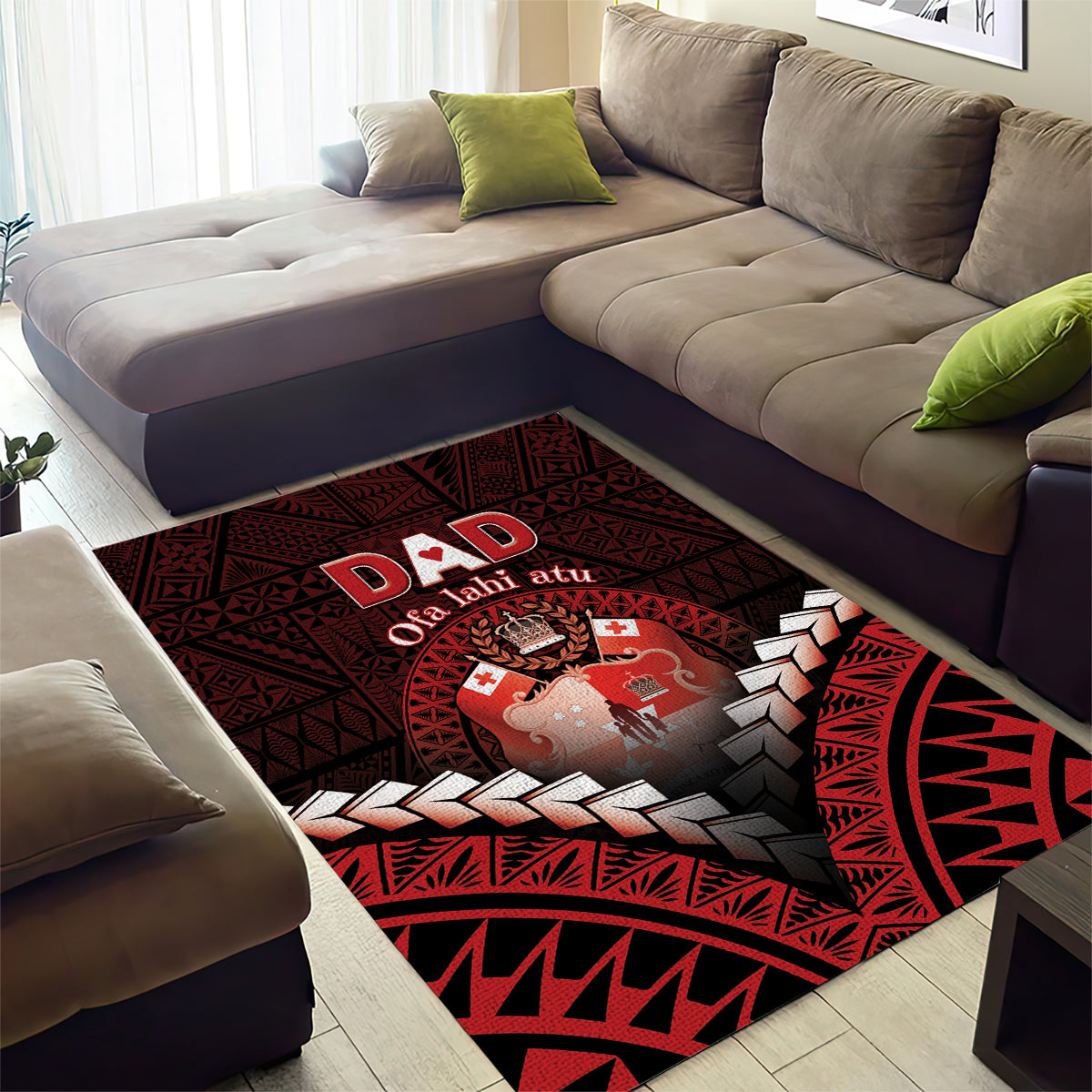 Tonga Happy Father's Day Area Rug Ofa Lahi Atu Dad Polynesian Tribal LT05 - Polynesian Pride