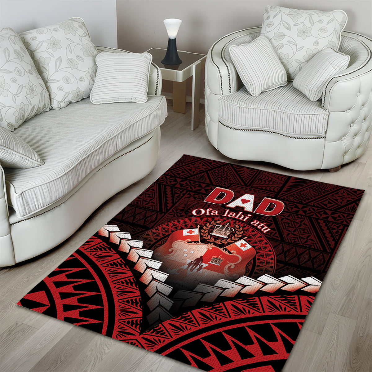 Tonga Happy Father's Day Area Rug Ofa Lahi Atu Dad Polynesian Tribal LT05 - Polynesian Pride