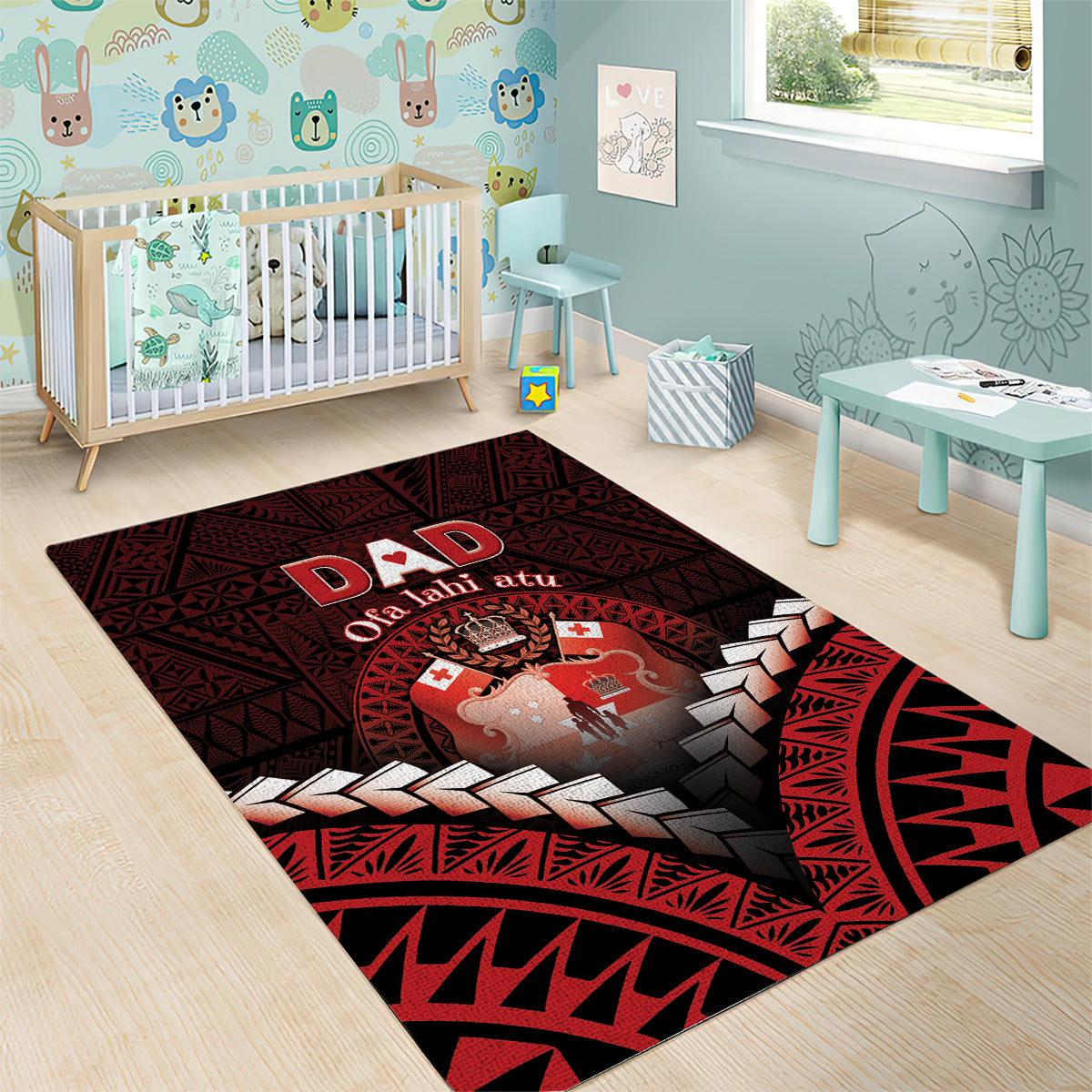 Tonga Happy Father's Day Area Rug Ofa Lahi Atu Dad Polynesian Tribal LT05 - Polynesian Pride
