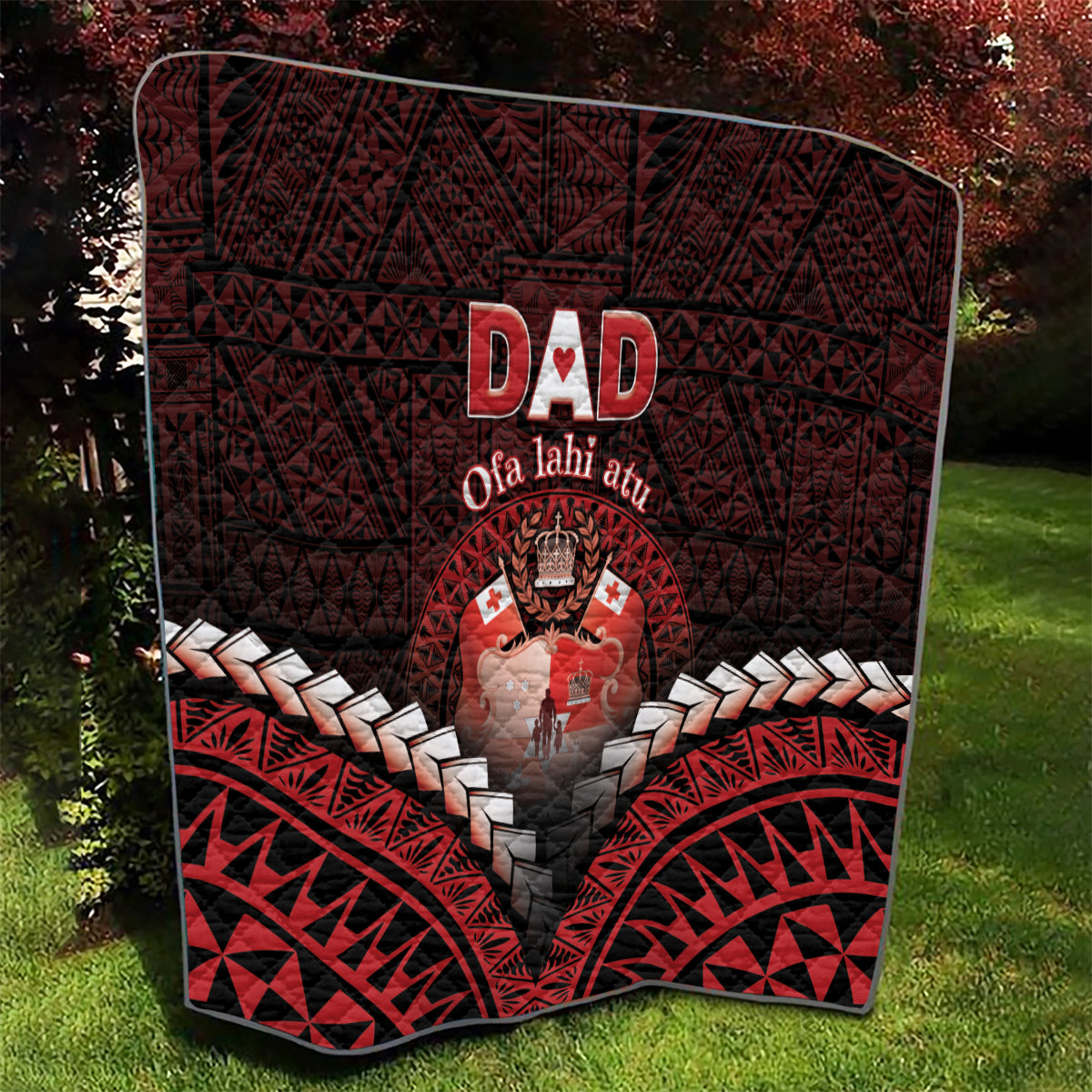 Tonga Happy Father's Day Quilt Ofa Lahi Atu Dad Polynesian Tribal