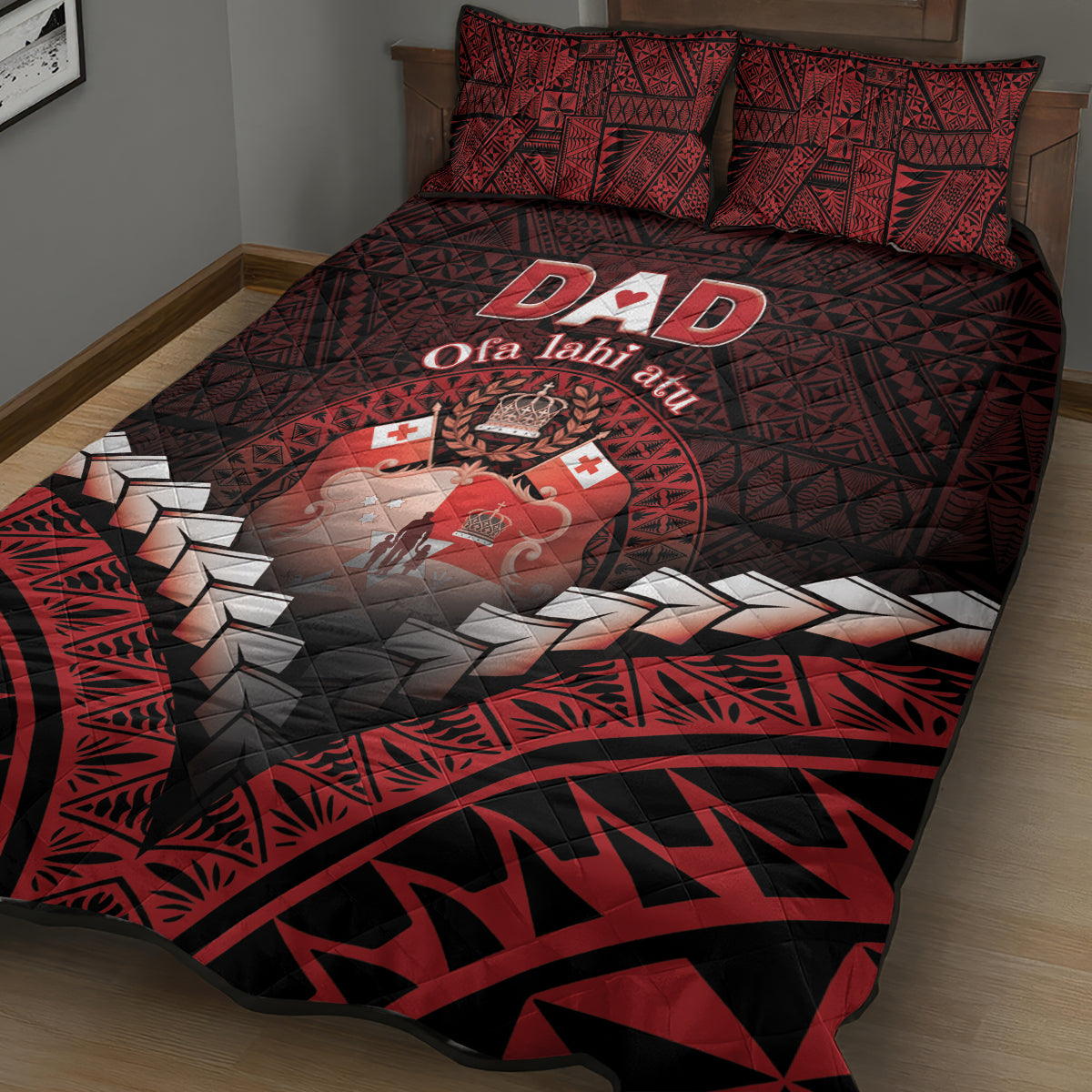 Tonga Happy Father's Day Quilt Bed Set Ofa Lahi Atu Dad Polynesian Tribal LT05 - Polynesian Pride