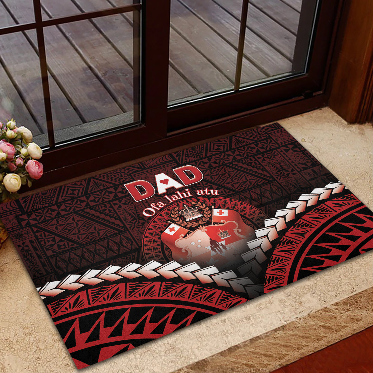 Tonga Happy Father's Day Rubber Doormat Ofa Lahi Atu Dad Polynesian Tribal