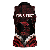 Personalised Tonga Happy Father's Day Women Sleeveless Polo Shirt Ofa Lahi Atu Dad Polynesian Tribal