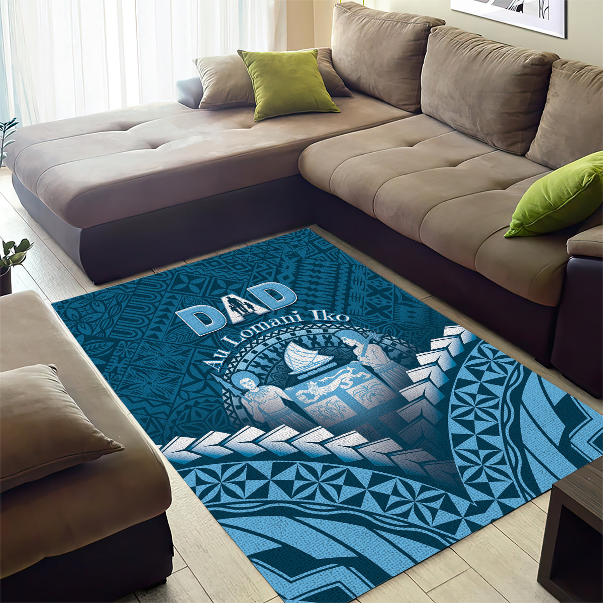 Fiji Happy Father's Day Area Rug Au Lomani Iko Dad Polynesian Tribal