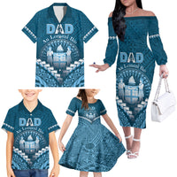 Personalised Fiji Happy Father's Day Family Matching Off The Shoulder Long Sleeve Dress and Hawaiian Shirt Au Lomani Iko Dad Polynesian Tribal LT05 - Polynesian Pride