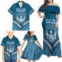 Personalised Fiji Happy Father's Day Family Matching Off Shoulder Maxi Dress and Hawaiian Shirt Au Lomani Iko Dad Polynesian Tribal LT05 - Polynesian Pride