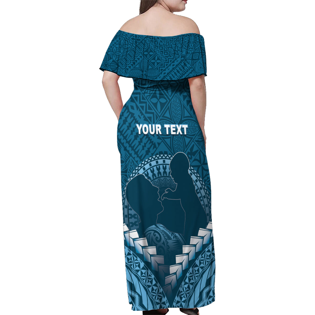 Personalised Fiji Happy Father's Day Family Matching Off Shoulder Maxi Dress and Hawaiian Shirt Au Lomani Iko Dad Polynesian Tribal LT05 - Polynesian Pride