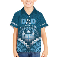 Personalised Fiji Happy Father's Day Family Matching Puletasi and Hawaiian Shirt Au Lomani Iko Dad Polynesian Tribal LT05 Son's Shirt Blue - Polynesian Pride