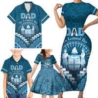 Personalised Fiji Happy Father's Day Family Matching Short Sleeve Bodycon Dress and Hawaiian Shirt Au Lomani Iko Dad Polynesian Tribal LT05 - Polynesian Pride