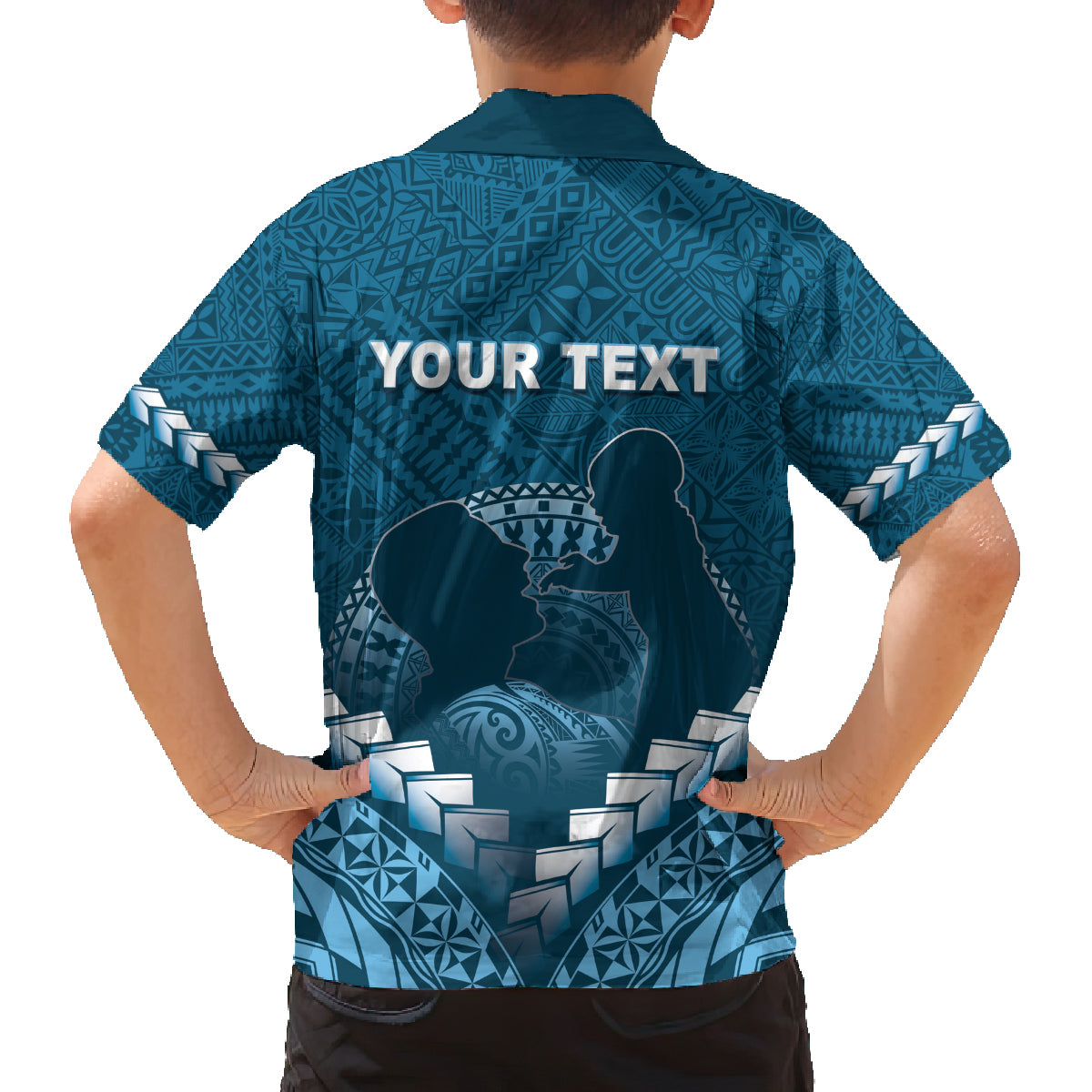 Personalised Fiji Happy Father's Day Family Matching Tank Maxi Dress and Hawaiian Shirt Au Lomani Iko Dad Polynesian Tribal LT05 - Polynesian Pride