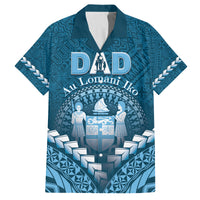 Personalised Fiji Happy Father's Day Family Matching Tank Maxi Dress and Hawaiian Shirt Au Lomani Iko Dad Polynesian Tribal LT05 Dad's Shirt - Short Sleeve Blue - Polynesian Pride