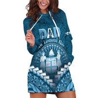 Personalised Fiji Happy Father's Day Hoodie Dress Au Lomani Iko Dad Polynesian Tribal LT05 Blue - Polynesian Pride